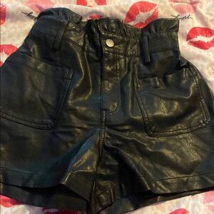 Alya Black Leather Shorts